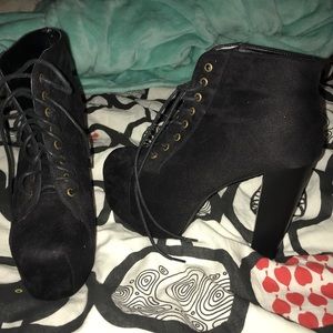 Black High heel platform booties